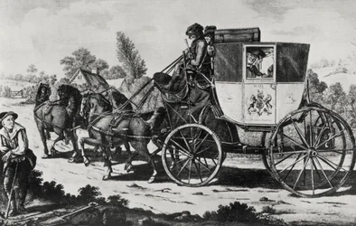 The First Mail Coach, 1784 (engraving)